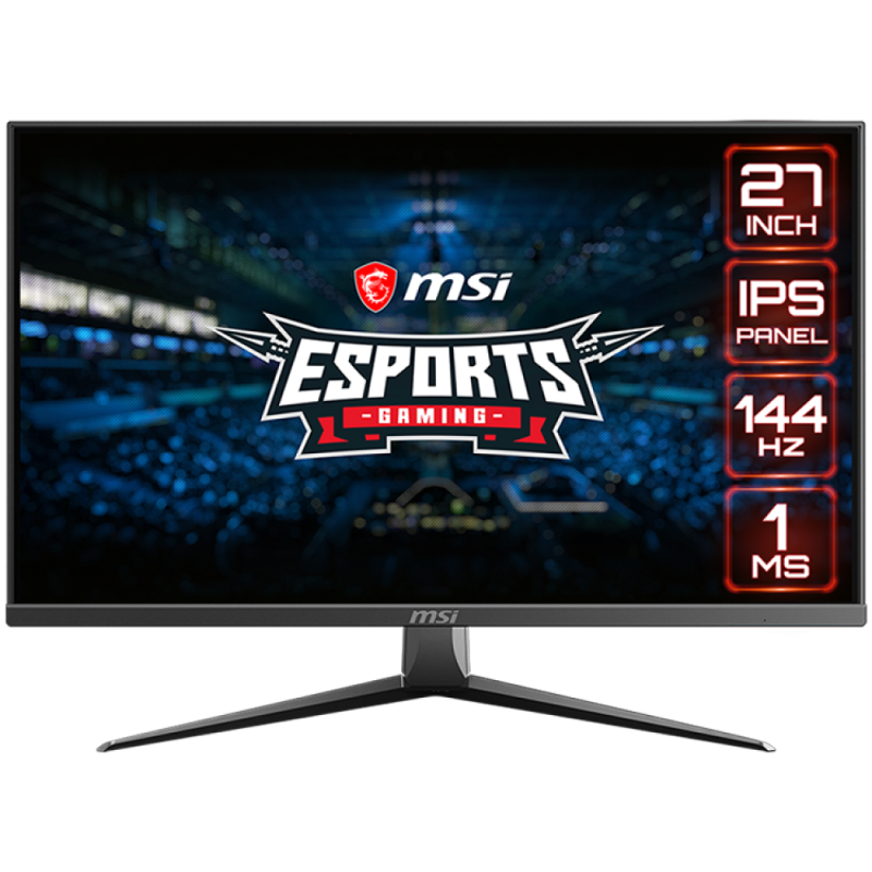 MSI Optix MAG273 Gaming Monitor, 27" 144Hz, FHD (1920x1080) 16:9, Anti-glare, 1ms, 250nits, 1000:1, 178°/178°, Freesync, Adjustable Stand, 1x DP, 1x HDMI, 3Y Warranty
