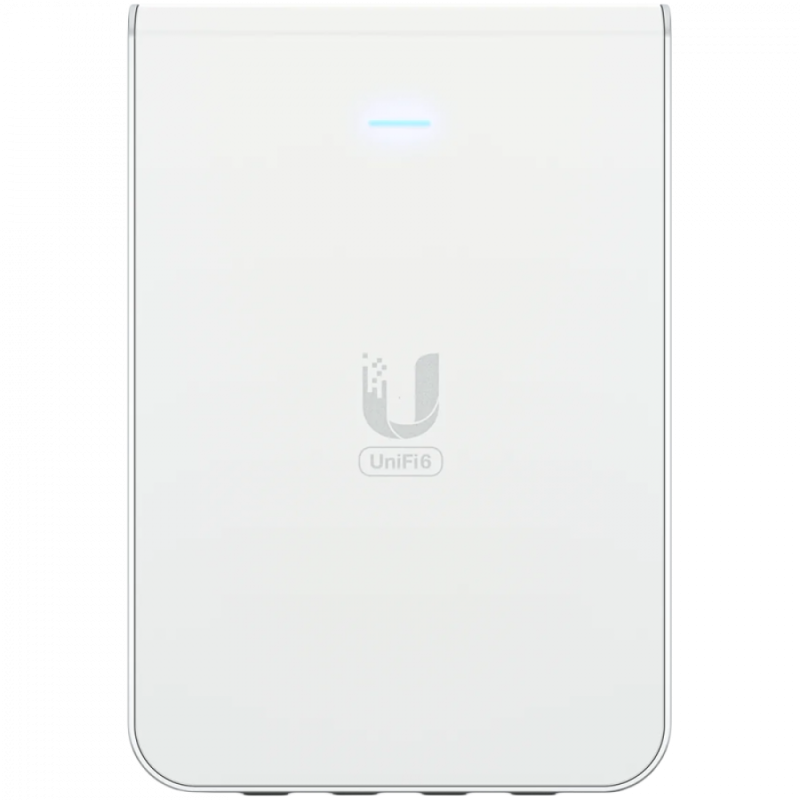UniFi6 In-Wall. Wall-mounted WiFi 6 access point with a built-in PoE switch.