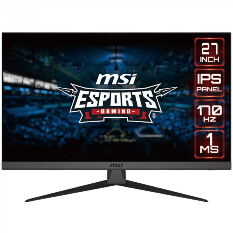 MSI G2722 Gaming Monitor, 27" 170Hz, FHD (1920x1080) 16:9, IPS Anti-glare, 1ms, 250nits, 1100:1, 178°/178°, Adjustable Stand, 2x HDMI, 1x DP, 3Y Warranty