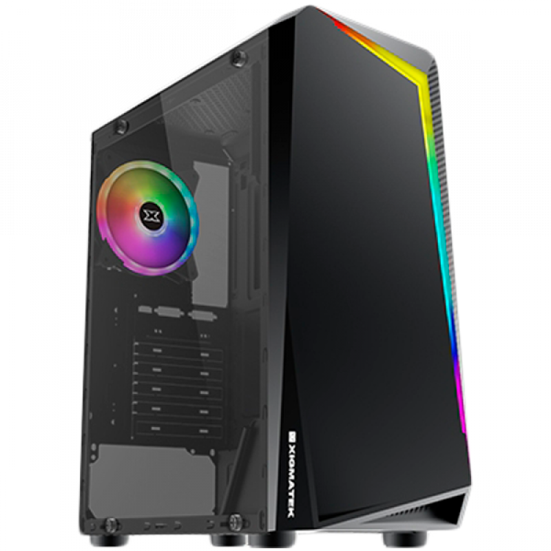 Xigmatek Vortex EN46171, ATX/M-ATX/Mini ITX, USB3.0x1+USB2.0x2, Rainbow LED Front Panel, Left Tempered Glass, Rear SYNC XCR120 Fan