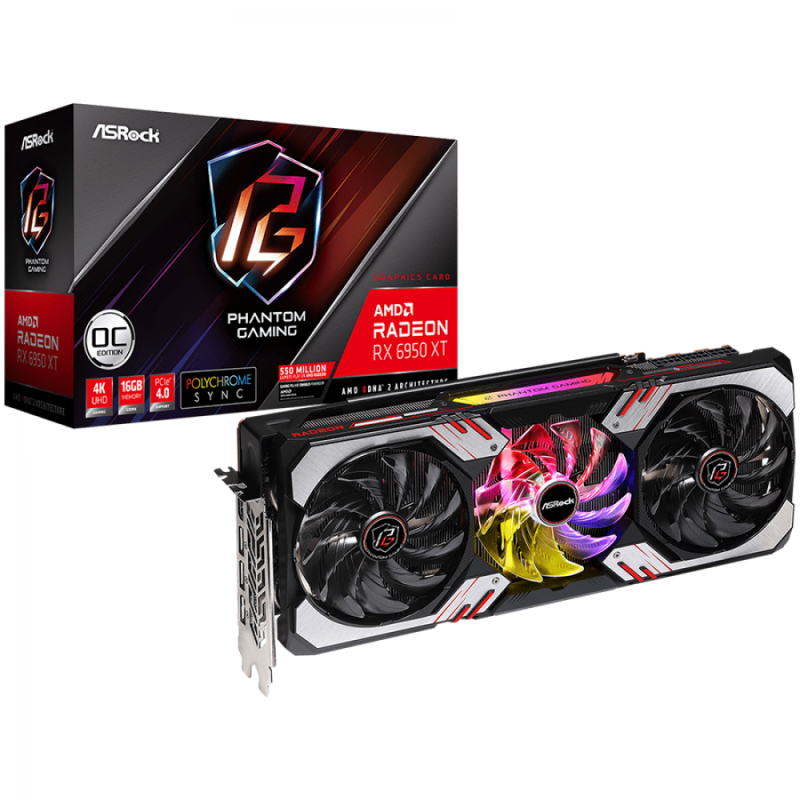 Asrock AMD Radeon RX6950XT Phantom Gaming 16GB OC, GDDR6 256-bit, 1x HDMI 2.1 VRR, 3x DP 1.4, power 3x8 pin, recomended PSU 900W