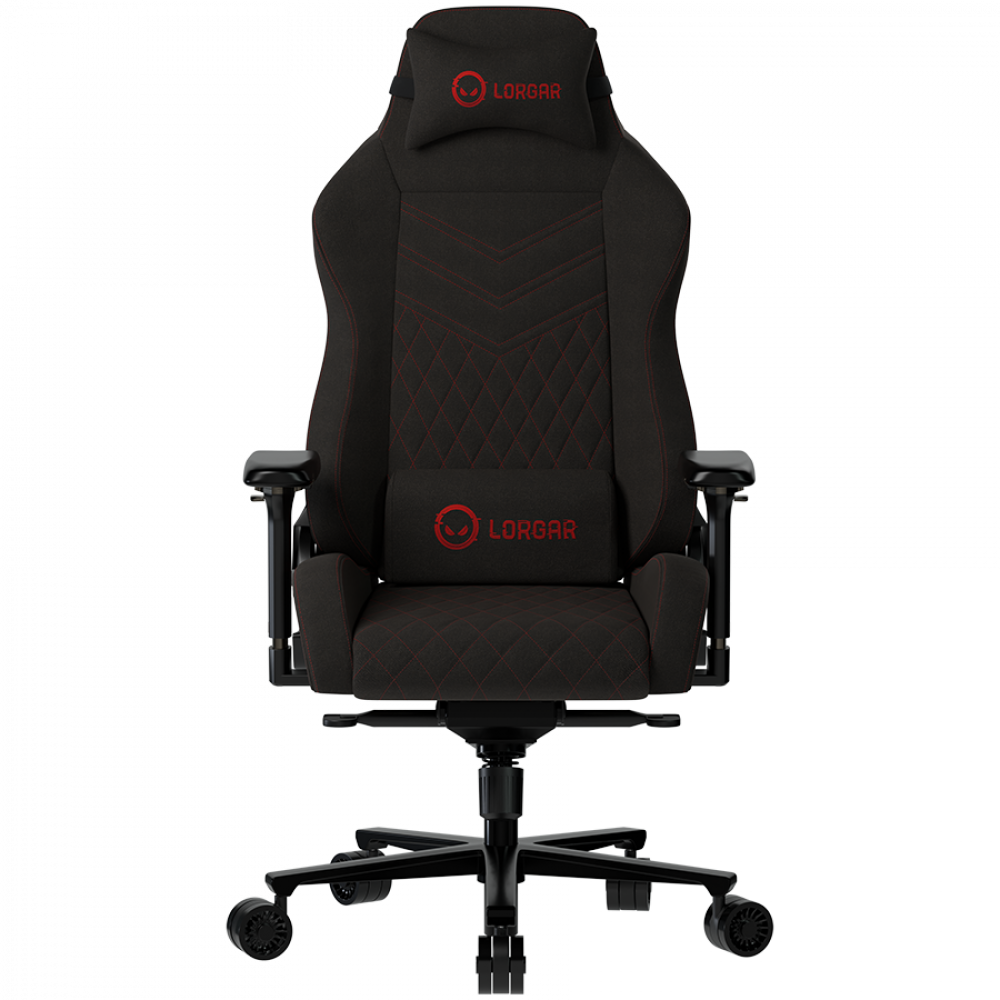 LORGAR Ace 422, Gaming chair, Anti-stain durable fabric, 1.8 mm metal frame, multiblock mechanism, 4D armrests, 5 Star aluminium base, Class-4 gas lift, 75mm PU casters, Black + red