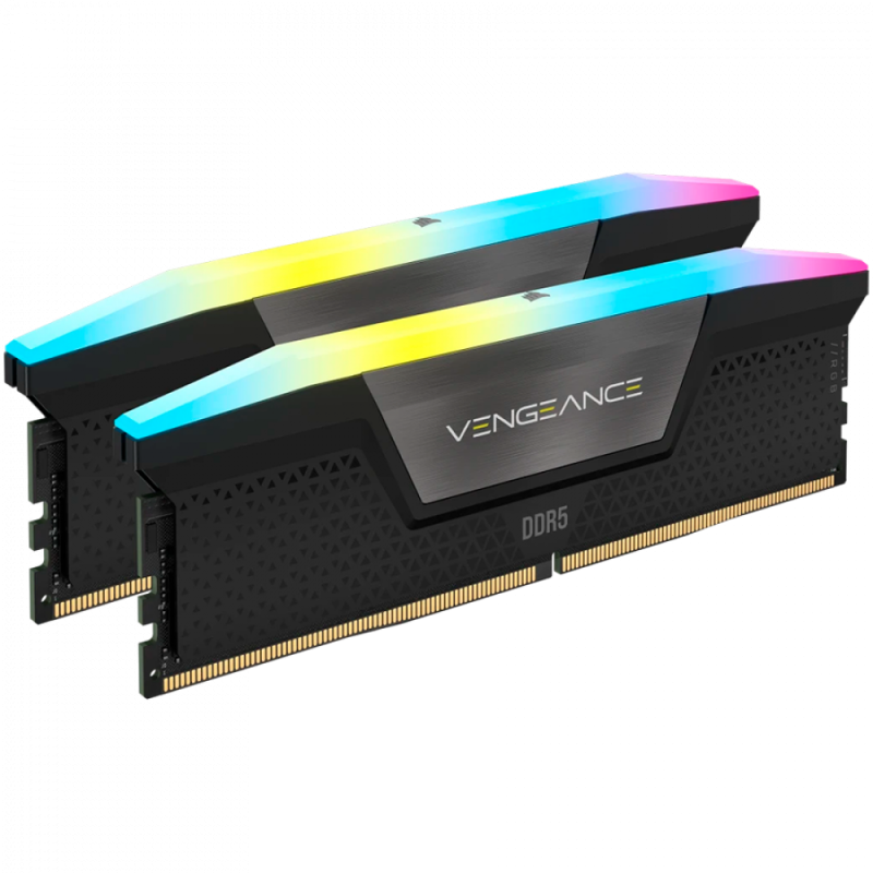 Corsair DDR5, 6000MT/s 32GB 2x16GB DIMM, Unbuffered, 36-36-36-76, Std PMIC, AMD EXPO, VENGEANCE RGB DDR5 Cool Grey Heatspreader, Black PCB, 1.35V