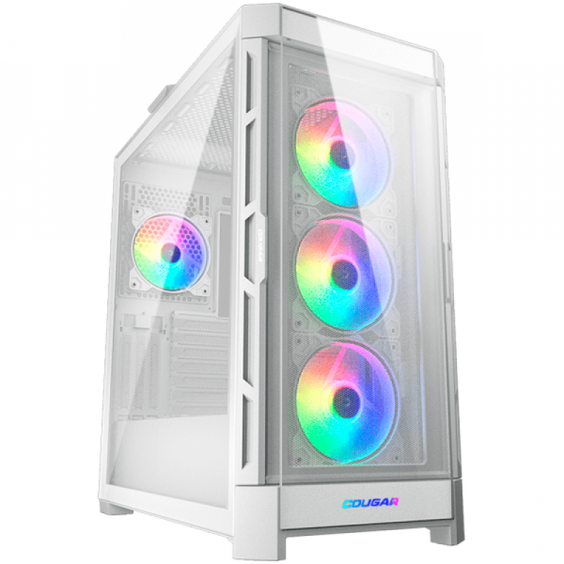 COUGAR DUOFACE PRO RGB White, Mid-Tower, Tempered Glass + Airflow front panels, 4x 120mm ARGB fans, GPU Holder, mITX/mATX/ATX/CEB/E-ATX, 1x Type-C Gen 2, 2x USB 3.0, 1x USB 2.0, Audio/Mic 3.5mm jack, RGB Button, 496x240x465 (mm)