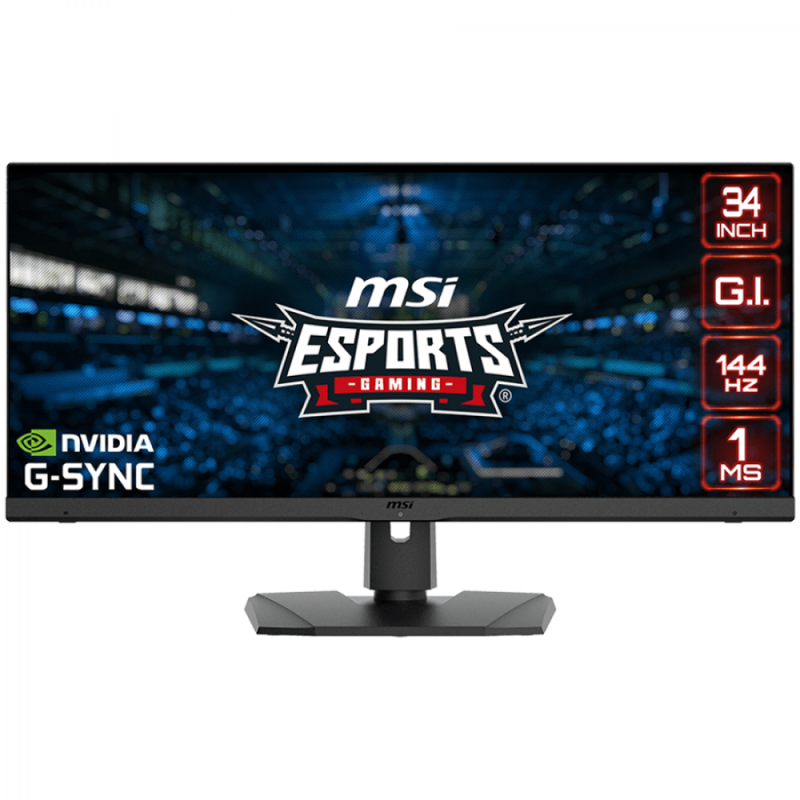MSI Optix MPG341QR Gaming Monitor, 34" 144Hz, UWQHD (3440x1440) 21:9, IPS Anti-glare, 1ms, 550nits, 1000:1, 178°/178°, G-Sync Compatible, Adjustable Stand, 1x DP, 2x HDMI,1x Type-C, 3Y Warranty