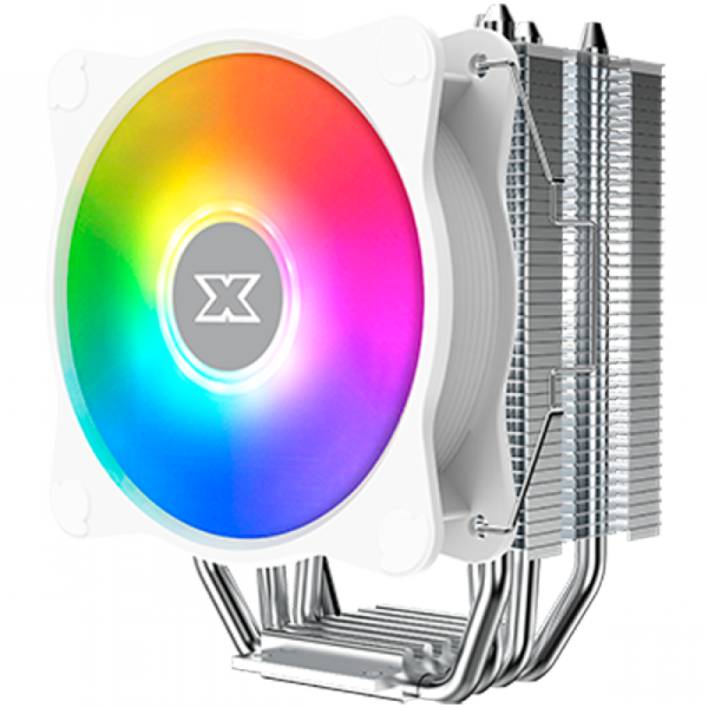 Windpower 964 RGB Arctic EN47604, White Top Fin, 92mm White RGB PWM Fan, Single Rainbow LED Mode, Reinforced Plastic Backplate