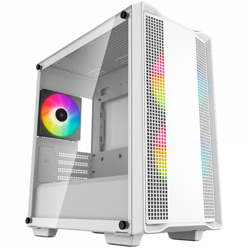 DeepCool CC360 ARGB WH, Mid Tower, Mini-ITX/Micro-ATX, 1xUSB3.0, 1xUSB2.0, 1xAudio, 3x120mm Pre-Installed ARGB Fans, Tempered Glass, Mesh Panel, White, R-CC360-WHAPM3-G-1