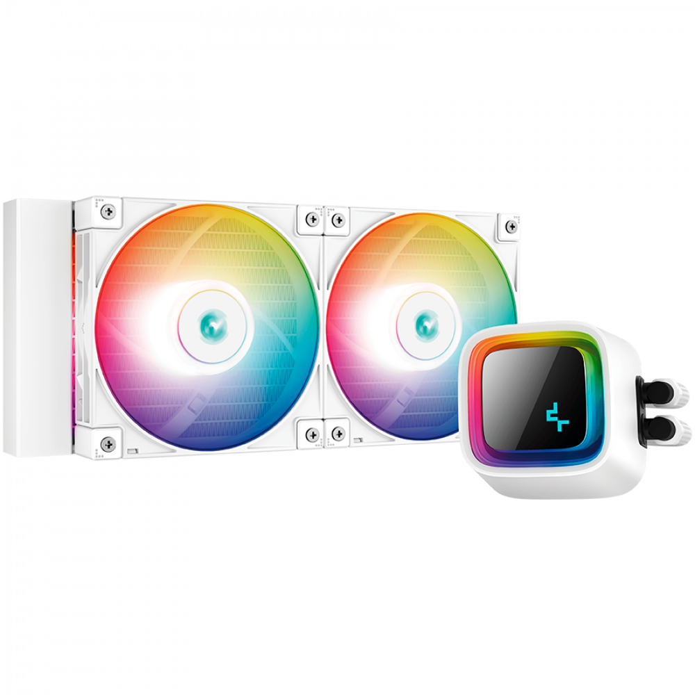 DeepCool LS520 WH, 240mm CPU Liquid Cooler, 2x120mm FC120 ARGB PWM Fans, ARGB Infinity Mirror, White, LGA 2066/2011-v3/2011/1700/1200/115x, AMD sTRX4/sTR4/AM5/AM4, 5Y, R-LS520-WHAMNT-G-1