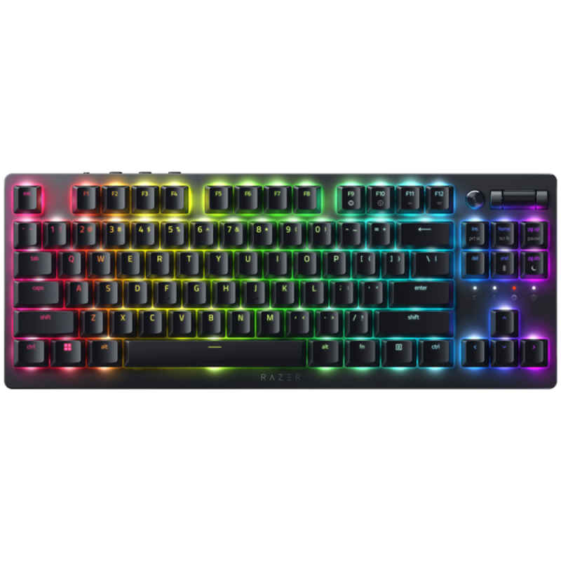 Razer DeathStalker V2 Gaming Keyboard, Red Switch, US Layout, Low-Profile Optical Switches (Linear), Ultra-Slim Casing with Durable Aluminum Top Plate, Laser-Etched Keycaps with Razer HyperGuard Coating, Wired - Detachable braided fiber Type-C cable