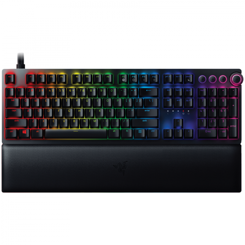 Razer Huntsman V2 Analog (Analog Switch), Optical Gaming Keyboard, US Layout, Doubleshot PBT Keycaps, Sound Dampening Foam, Razer Chroma™ RGB, Up to 8000Hz polling rate, Aluminum matte top plate