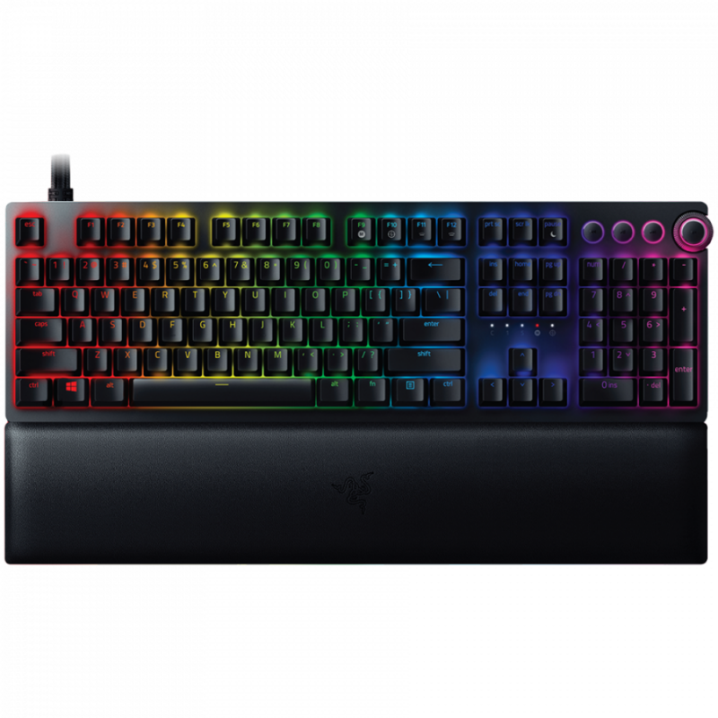 Razer Huntsman V2 Analog (Analog Switch), Optical Gaming Keyboard, US Layout, Doubleshot PBT Keycaps, Sound Dampening Foam, Razer Chroma™ RGB, Up to 8000Hz polling rate, Aluminum matte top plate
