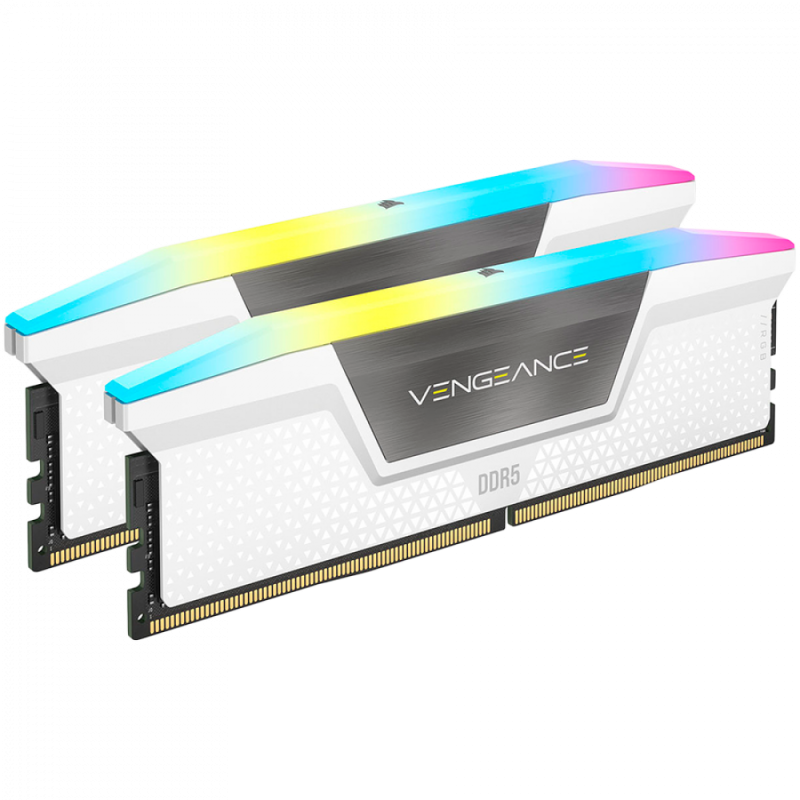 CORSAIR DDR5, 5600MT/s 32GB 2x16GB DIMM, 40-40-40-77, XMP 3.0, VENGEANCE RGB DDR5 Heatspreader, RGB LED, 1.25V, White