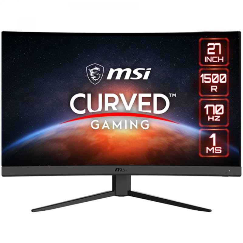 MSI G27C4 E2 Curved Gaming Monitor, 27" 170Hz, FHD (1920x1080) 16:9, VA Anti-glare, 1500R curve, 1ms, 250nits, 3000:1, 178°/178°, Adaptive Sync, Adjustable Stand, 1x DP, 2x HDMI,  3Y Warranty