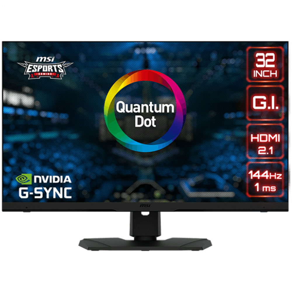 MSI Optix MPG321UR QD Gaming Monitor, 32" 144Hz, UHD (3840x2160) 16:9, IPS Anti-glare, 1ms, 400nits (600HDR), 1000:1, 178°/178° G-sync compatible, Adjustable Stand, DisplayHDR 600, 1x DP, 2x HDMI, 1x USB Type-C, 3Y Warranty