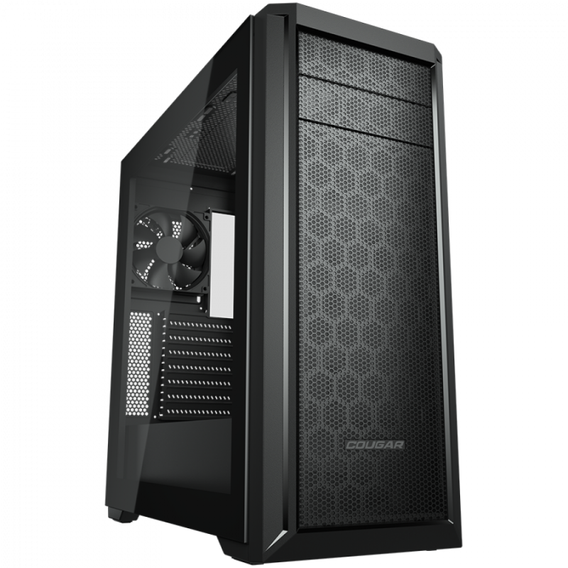 COUGAR MX330-G Pro, Mid Tower, Mini ITX/Micro ATX/ATX, Type-C, USB 3.0 x 2, USB 2.0 x 1, Audio/Mic 3.5mm jack x 1, 120mm pre-installed fan, Tempered glass, 209 x 495 x 475 (mm)