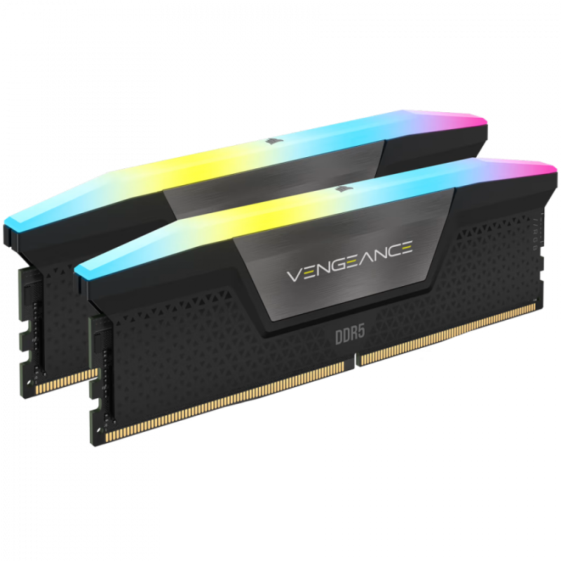 CORSAIR DDR5, 5600MT/s 32GB 2x16GB DIMM, 40-40-40-77, XMP 3.0, VENGEANCE RGB DDR5 Black Heatspreader, RGB LED, 1.25V