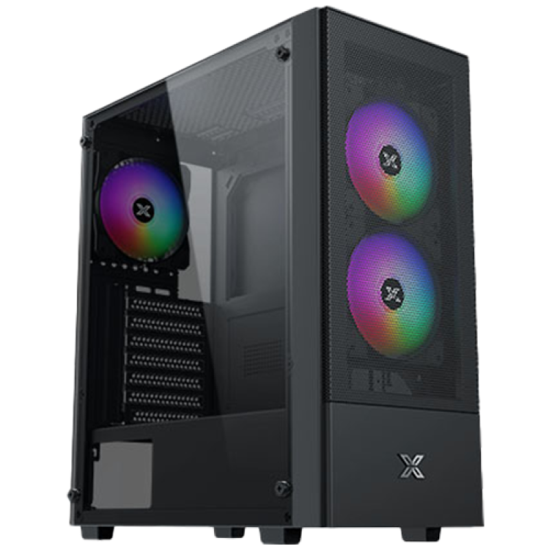 Hero II Air 3F Black EN41655, ATX/M-ATX/MINI ITX, USB3.0 X1, USB2.0 X2, HD AUDIO, Front Meshed Grill & Left TG, 3PCS Z20F Fixed LED Fan