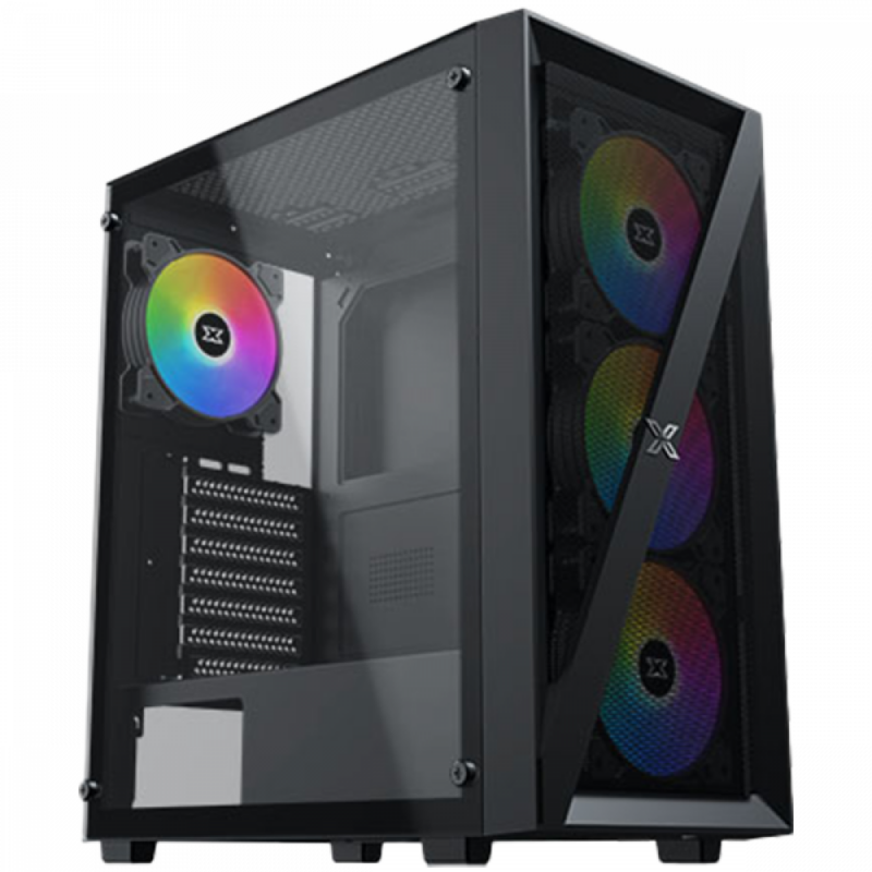 Xigmatek Blade EN40887 ATX/M-ATX/MINI ITX, USB3.0 X1, USB2.0 X2, HD AUDIO, Mehsed Grill Frontpanel & Left Tempered Glass, 4PCS X20C Auto Running LED Fan