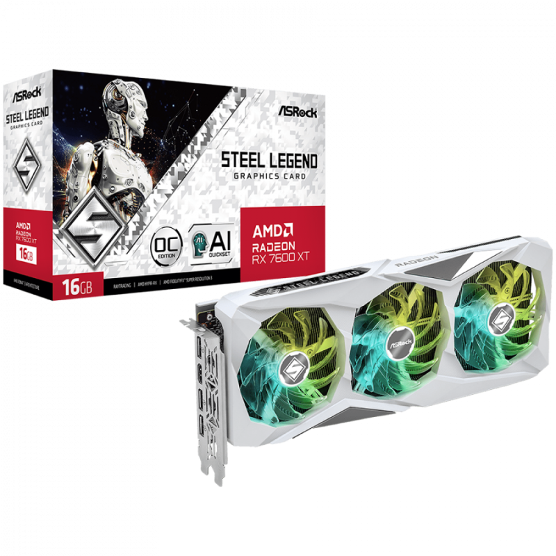 ASROCK Video Card AMD Radeon RX 7600 XT Steel Legend 16G OC