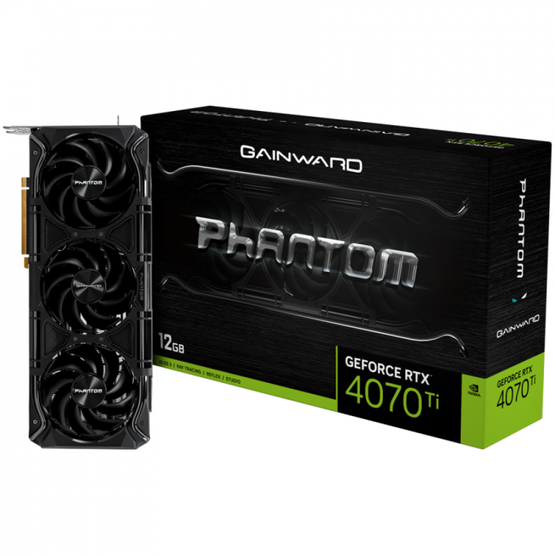 GAINWARD GeForce RTX 4070 Ti Phantom 12GB, GDDR6X, 192 bit, 1x HDMI 2.1, 3x DP 1.4a, 3 Fan, 1x 16-pin power connector, recommended PSU 750W, NED407T019K9-1045P