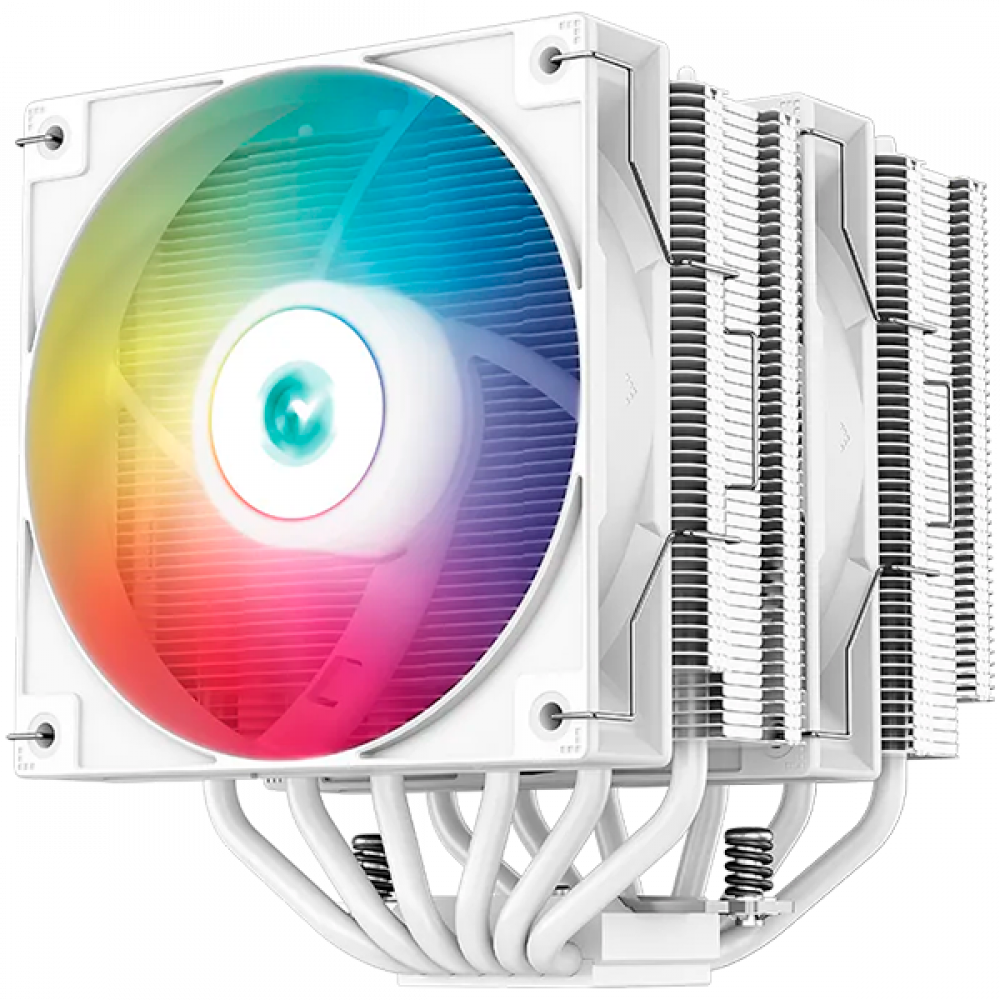 DeepCool AG620 WH ARGB, CPU Air Cooler, 2x120mm ARGB PWM Fan, TDP 260W, 6 Heatpipes, Intel LGA2066/2011-v3/2011/1700/1200/115x, AMD AM5/AM4,129×136×157 mm(L×W×H), Hydro Bearing, 2Y, R-AG620-WHANMN-G-2