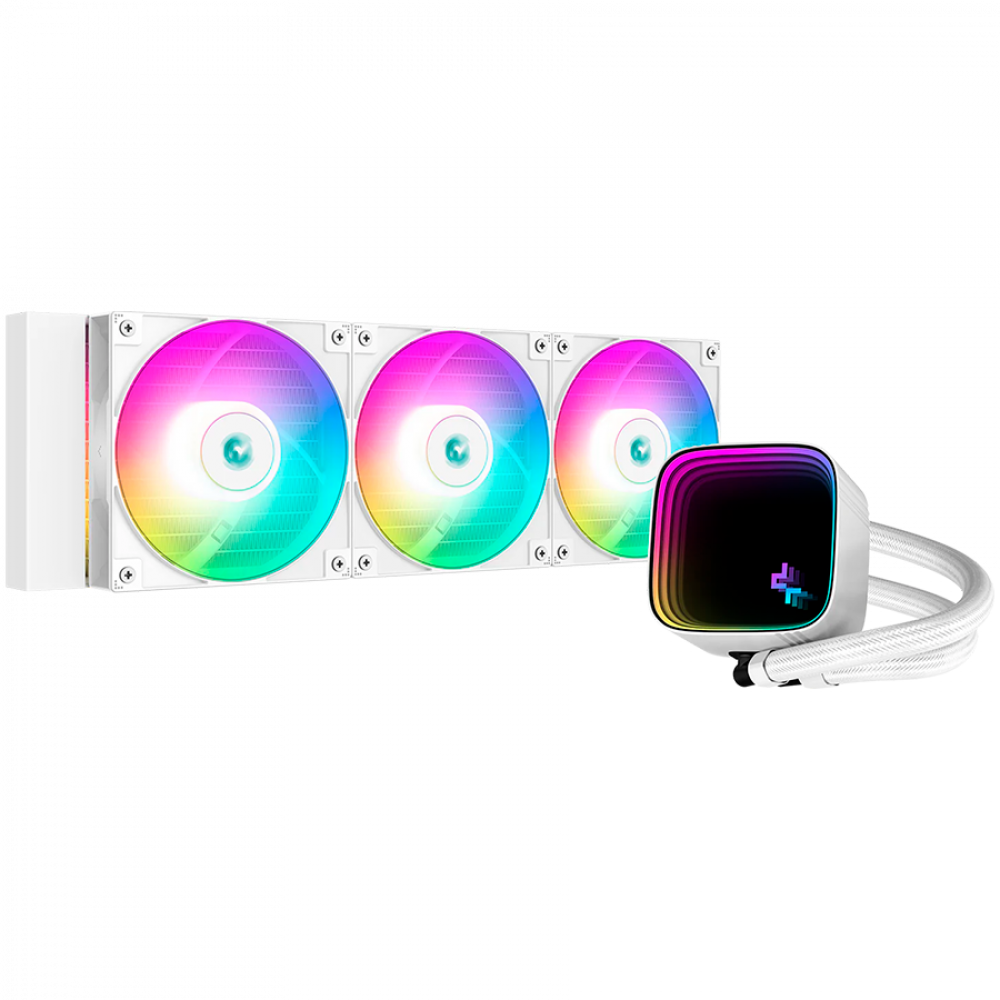 DeepCool LS720 SE White, 360mm CPU Liquid Cooler, 3x120mm FK120 PWM Fans, ARGB Multidimensional Infinity Mirror Top Cap, Black, LGA 1700/1200/1151/1150/1155, AMD AM5/AM4, 5Y, R-LS720-WHAMMM-G-1