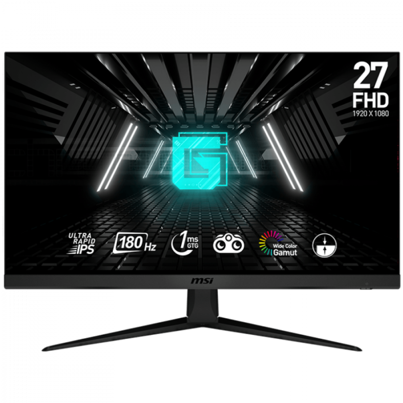 MSI G2712F Gaming Monitor, 27" 180Hz, FHD (1920x1080) 16:9, Ultra Rapid IPS Anti-glare, 1ms, 300nits, 1000:1, 178°/178°, Adaptive Sync, Adjustable Stand, 1x DP, 2x HDMI, 3Y Warranty