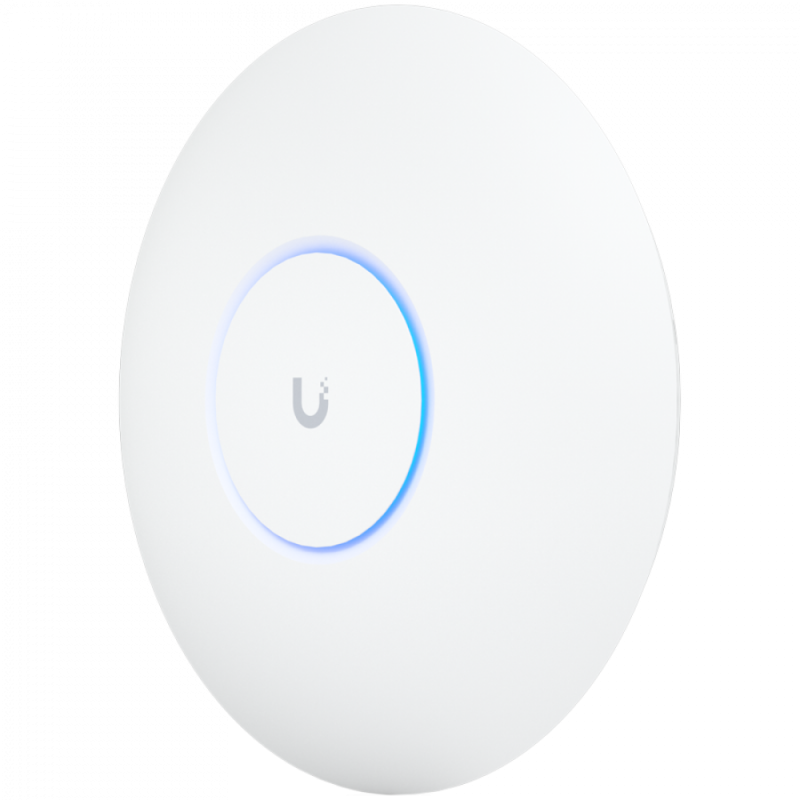 UBIQUITI U6 Pro; WiFi 6; 6 spatial streams; 140 m² (1,500 ft²) coverage; 350+ connected devices; Powered using PoE; GbE uplink.