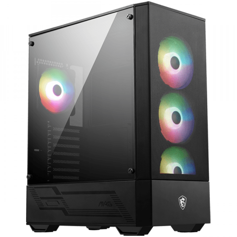 MSI MAG FORGE 112R, Mid-Tower, ATX/M-ATX/ITX, 2x USB 3.2 Gen 1 Type-A, 1x Audio/1x Mic, Insta-light Loop Button, ARGB Hub, 4x 120mm ARGB Fans, 4mm Tempered Glass