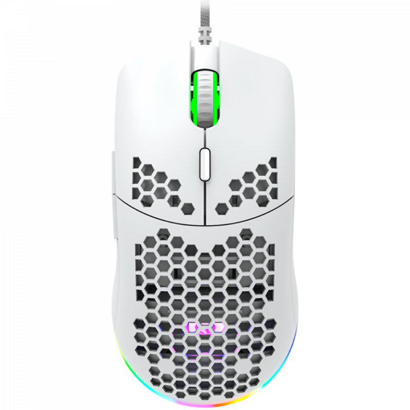 CANYON Puncher GM-11, Gaming Mouse with 7 programmable buttons, Pixart 3519 optical sensor, 4 levels of DPI and up to 4200, 5 million times key life, 1.65m Ultraweave cable, UPE feet and colorful RGB lights, White, size:128.5x67x37.5mm, 105g