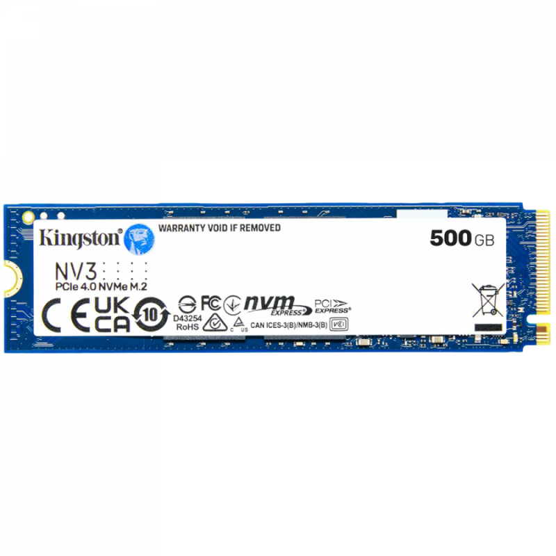 Kingston 500GB NV3 SSD M.2 2280 PCIe 4.0 NVMe, Read: 5,000/ Write: 3,000MB/s