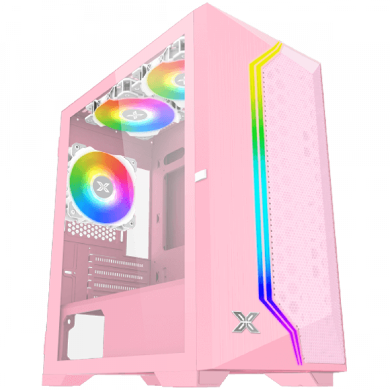 Gemini II Queen, EN48663, Pink, MATX, U3x1+U2x2, Meshed Grill ARGB LED Frontpanel & Left TG, 3PCS X24F Arctic Fixed RGB Fan