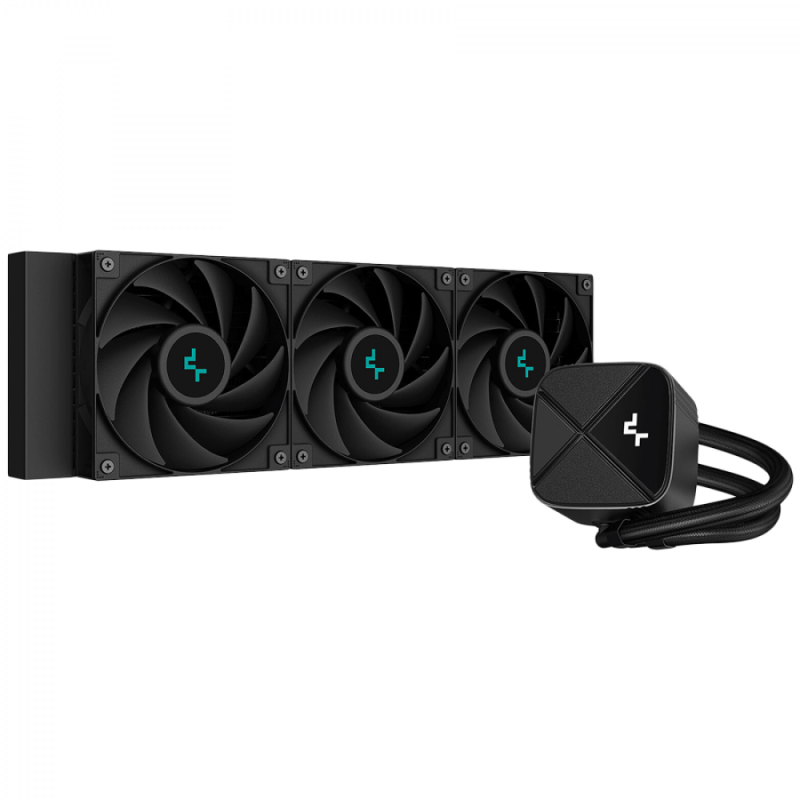 DeepCool LS720S Zero Dark, 360mm CPU Liquid Cooler, 3x120mm PWM Fans, Anti-Leak Technology, Black, LGA 1700/1200/1151/1150/1155, AMD AM5/AM4, 5Y R-LS720-BKNNMM-G-1