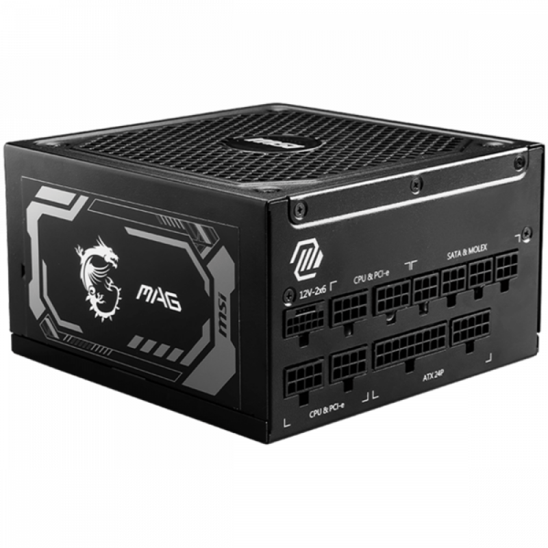 MSI MAG A1250GL PCIE5 Power Supply 1250W, 80 PLUS Gold, 135 mm Fan Size, Protections: OCP/OVP/OPP/OTP/SCP/UVP, Active PFC Design, Flat Cable Equipment, Dimensions: 150mmx150mmx86mm, 5Y Warranty