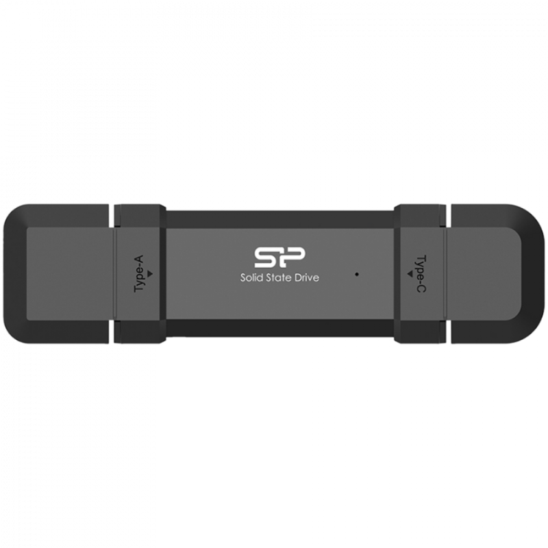Silicon Power 500GB DS72 Dual USB-C/USB 3.2 Gen 2, Portable External SSD, Steam Deck and iPhone 15 Pro, R/W: up to 1050MB/s; 850MB/s, Black