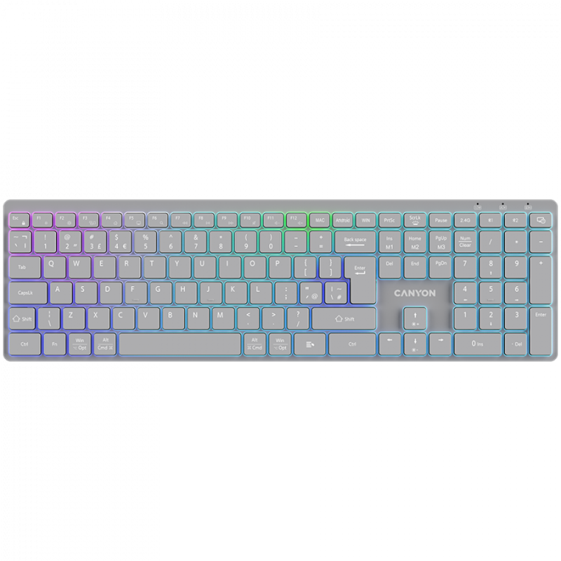 CANYON keyboard HKB-W11 UK/US RGB Dual Mode Wireless Grey