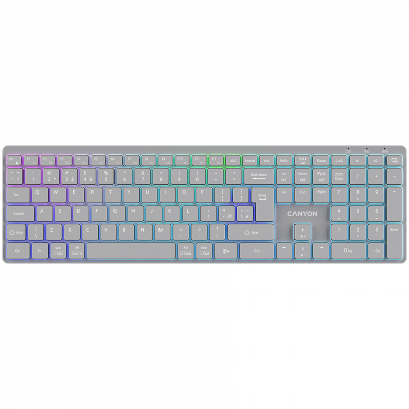 CANYON keyboard HKB-W11 UK/US RGB Dual Mode Wireless Grey