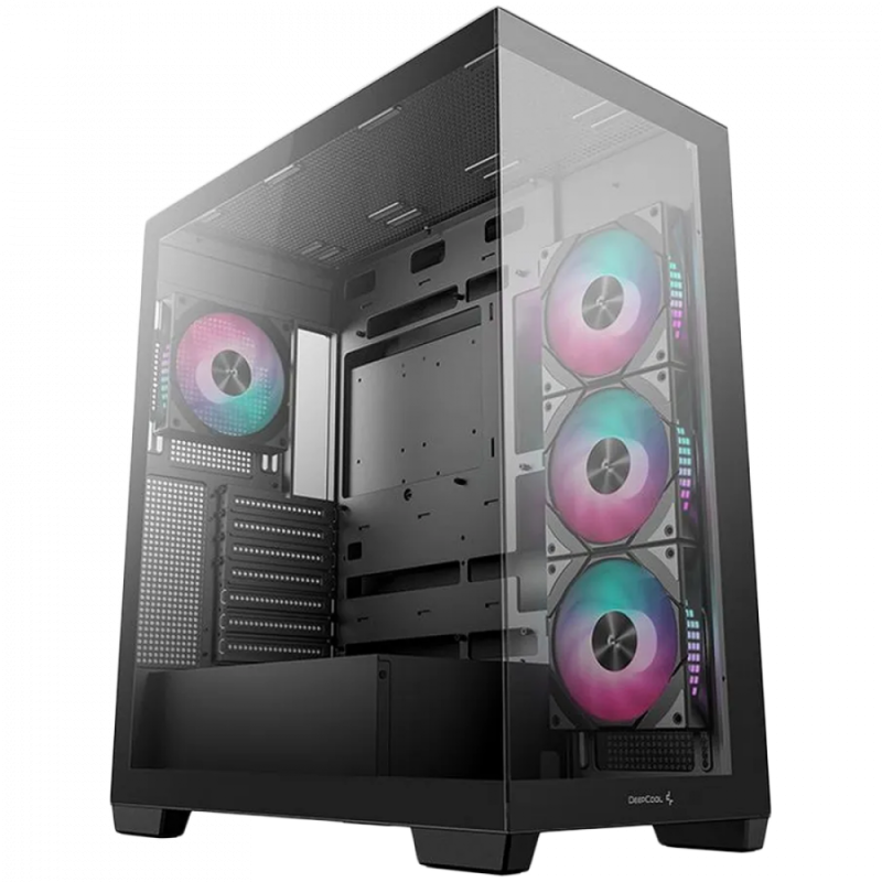 DeepCool CG580 4F, Mid Tower, Mini-ITX/Micro-ATX/ATX, Rear Connector support, 2xUSB3.0, 1x Type-C Gen2, 1xAudio, 3x120mm ARGB Reverse Fans, 1x120mm ARGB Fan, Tempered Glass, Mesh Panel, Black, R-CG580-BKADA4-G-1