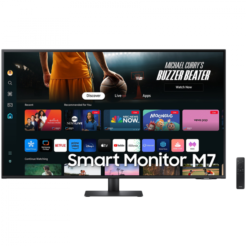 Monitor LED Samsung LS43DM702UUXDU Smart M70D, 43" UHD FLAT 16:9 (3840x2160) VA 60Hz, 300 cd/㎡, 3000:1, HDR10, 4ms(GTG), 178/178, 2 HDMI, USB-C, 3 USB-A, 2x5W Speakers, Tilt, Remote, 2Y