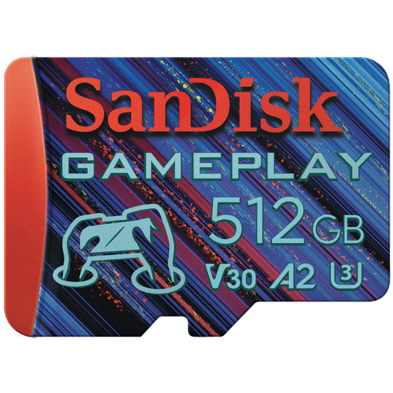 SanDisk GamePlay microSDXC UHS-I Card, 512GB Gaming microSDXC, 190MB/s, 130MB/s W, UHS-I, V30, U3, C10, no JC, RPD1, 4x6 Blister