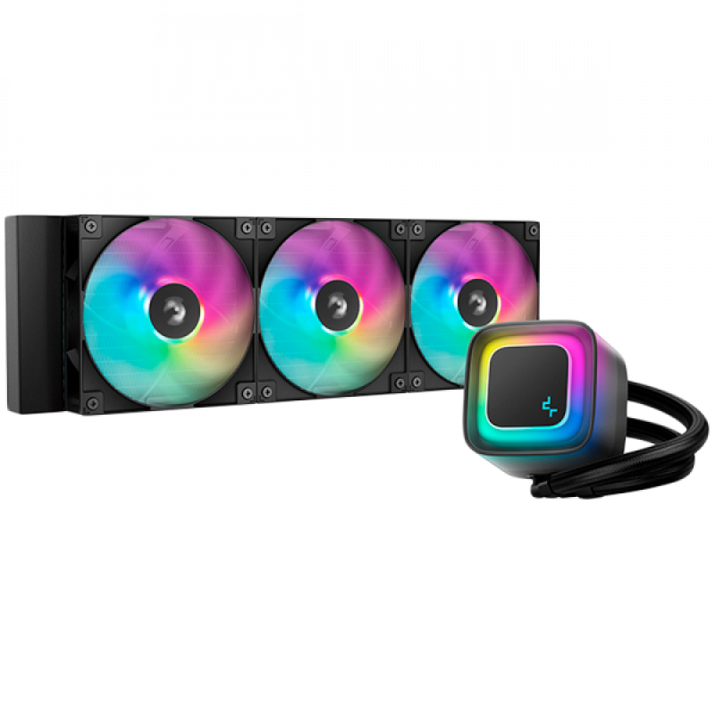 DeepCool LE360 V2, 360mm CPU Liquid Cooler, 3x120mm PWM ARGB Fans, ARGB block, Black, LGA1851/1700/1200/1151/1150/1155, AMD AM5/AM4, R-LE360-BKAMMC-G-2