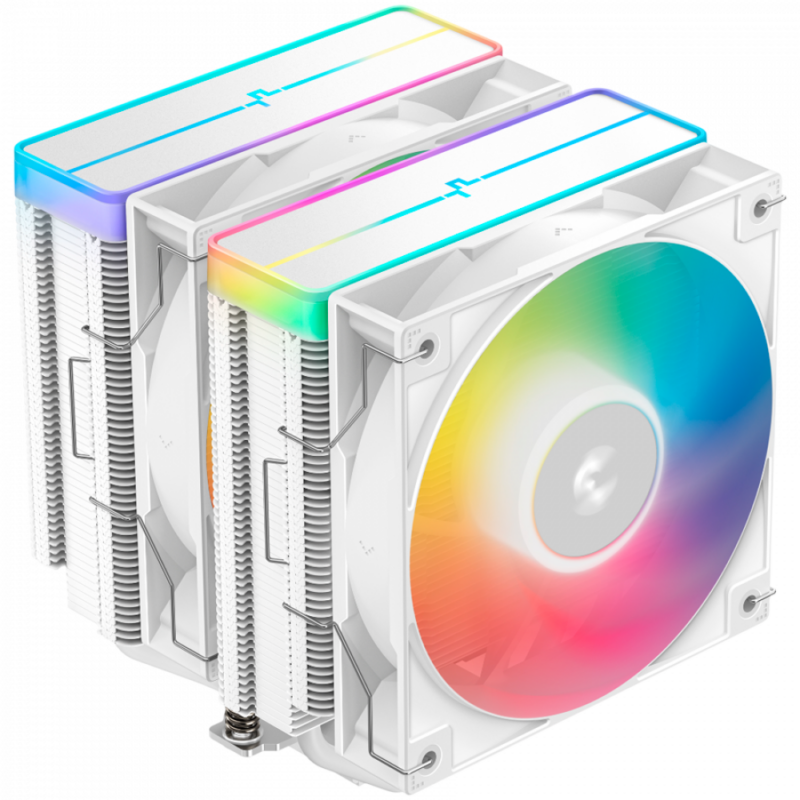 DeepCool AG620 WH ARGB V2, CPU Air Cooler, 2x120mm ARGB PWM Fan, Core Touch Technology 2.0, 6 Heatpipes, White, LGA1851/1700/1200/115x, AMD AM5/AM4, 129x136x161 mm(LxWxH), 2Y, R-AG620-WHAMMN-GJD
