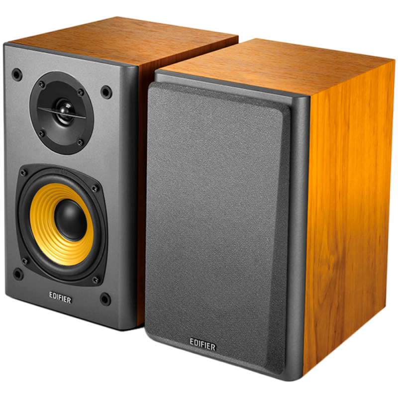 Edifier R1000T4 2.0 Bookshelf Speakers, BT V5.0, RCA, 0.5-inch Tweeters, 4-inch Drivers, 24W (RMS), Control Buttons, Brown