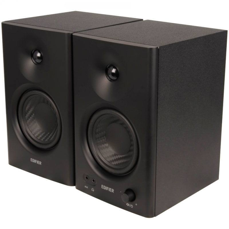 Edifier MR4 Active Studio Monitors, RCA, AUX, TRS, 1-inch Tweeters, 4-inch Woofers, 42W (RMS), Control Knob, Black