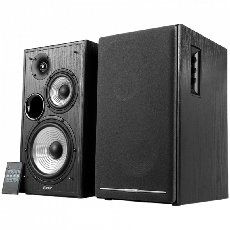 Edifier R2750DB 2.0 Bookshelf Speakers, BT V5.1, Optical, Coaxial, RCA, 0.75-inch Tweeters, 4-inch Drivers, 6.5-inch Woofers, Sub-Out, 136W (RMS), Control Knobs and Remote Control, Black
