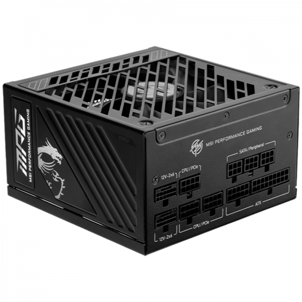 MSI MPG A1000GS PCIE5 Power Supply 1000W, 80 PLUS Gold, Dual PCIe 5.1 Cables, ATX 3.1, 135mm Fan, Fan Stop, OCP/OTP/OPP/SCP/OVP/UVP/SIP/NLO, Active PFC, Dimensions: 150mmx150mmx86mm, 10Y Warranty