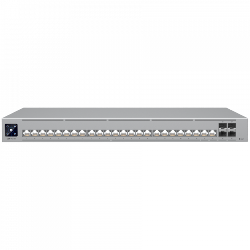 Ubiquiti Layer 3 Etherlighting USW-PRO-HD-24-POE-EU (22) 2.5 GbE, (2) 10 GbE PoE++ ports, (4) 10G SFP+ ports, DC power backup ready