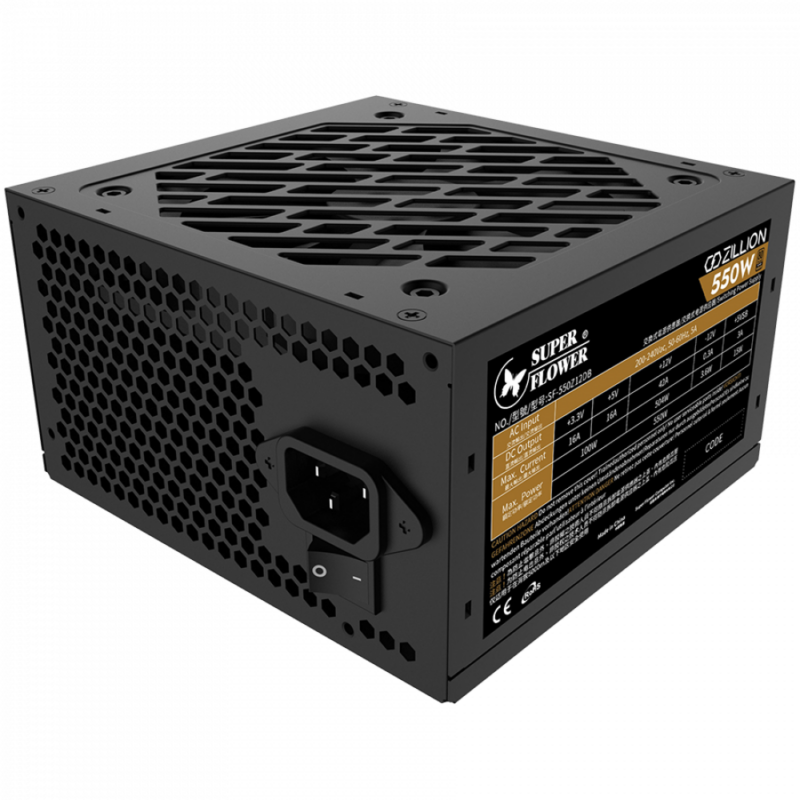 Super Flower Zillion DB Bronze 850W ATX 2.4, 80 Plus Bronze, Flat Black Cables, 120mm Fan, 140mmx150mmx86mm, 3 Year Warranty