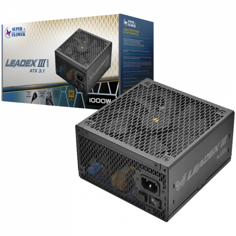 Super Flower Leadex III Gold 1300W ATX 3.1, 80 Plus Gold, Fully Modular, Flat Black Cables, 140mm Fan, 150mmx150mmx86mm, 7 Year Warranty