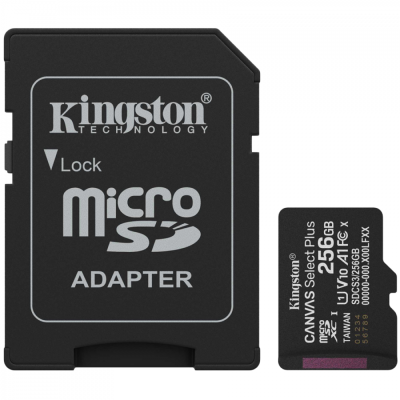 Kingston 256GB microSDXC Canvas Select Plus Gen3 150MB/s A1 Card + Adapter